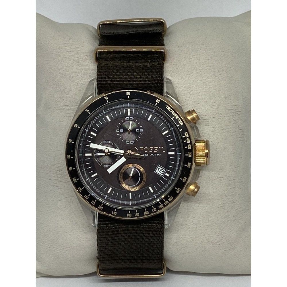 Fossil Decker CH2684 Men's Brown Canvas Analog Dia